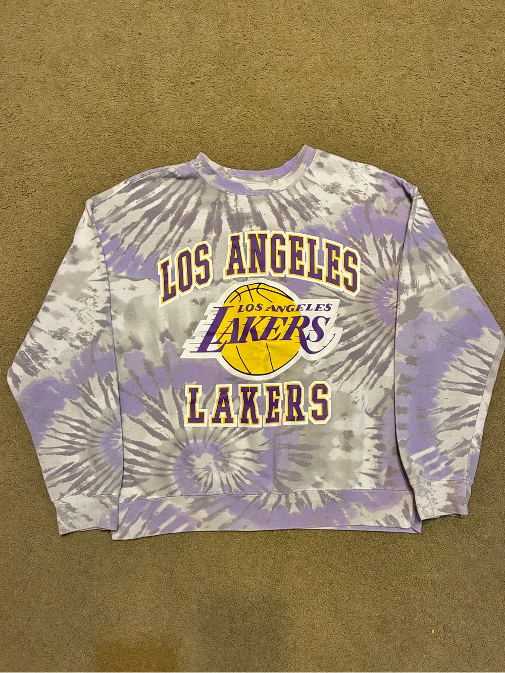 Los Angeles Lakers Athletic Sweatshirt Purple Tie Dye Women's Lg Basketball Top